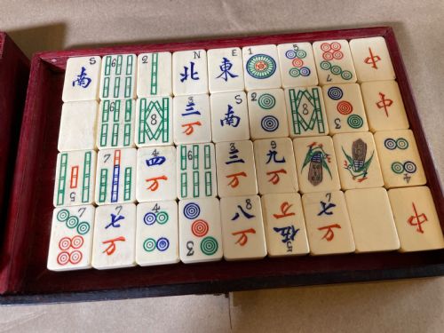 CHINESE HUALI WOOD MAHJONG SET C1900 - ADDITIONAL PHOTO 8