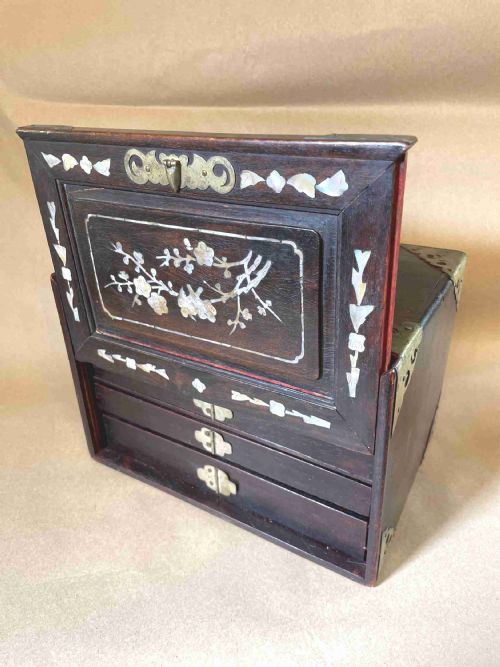 CHINESE HUALI WOOD MAHJONG SET C1900 - ADDITIONAL PHOTO 2