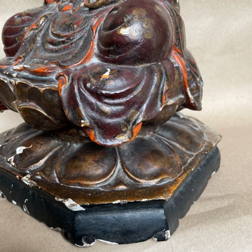 EARLY 19TH C CHINESE POLYCHROME CARVED WOOD GUANYIN FIGURE - ADDITIONAL PHOTO 4