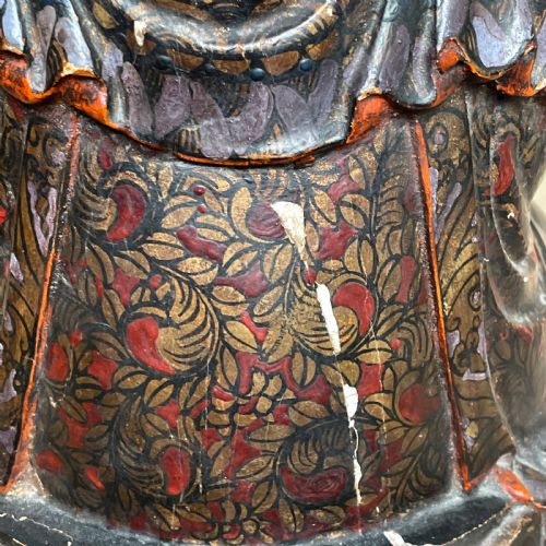 EARLY 19TH C CHINESE POLYCHROME CARVED WOOD GUANYIN FIGURE - ADDITIONAL PHOTO 7