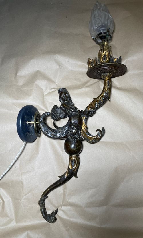 a large 19th century bronze parcel gilt figural wall light - CATEGORY: ANTIQUE LIGHTING - DATED 19TH CENTURY