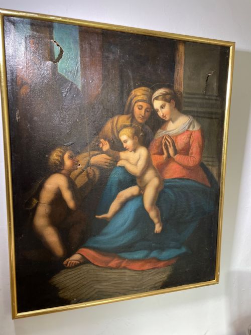 17thc oil on canvas of child christ performing blessing - CATEGORY: ANTIQUE ART - DATED 17TH CENTURY