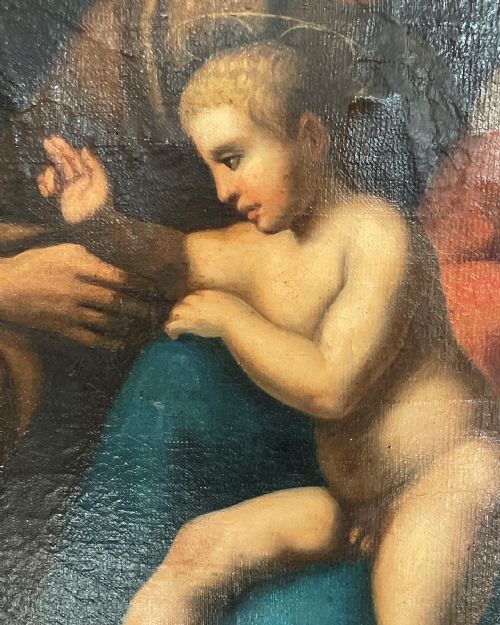 17THC OIL ON CANVAS OF CHILD CHRIST PERFORMING BLESSING - ADDITIONAL PHOTO 1
