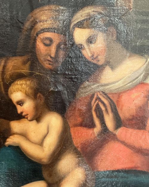 17THC OIL ON CANVAS OF CHILD CHRIST PERFORMING BLESSING - ADDITIONAL PHOTO 3