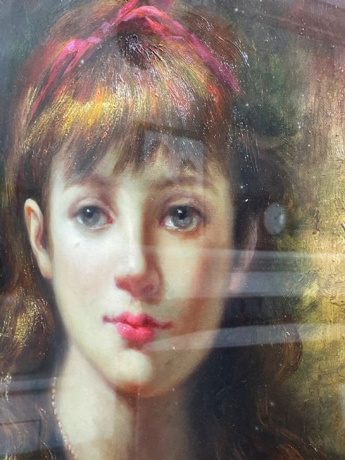 ANTIQUE PORTRAIT OF A YOUNG WOMAN C 1900 SIGNED NILSSON - ADDITIONAL PHOTO 3
