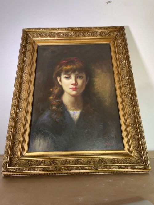 ANTIQUE PORTRAIT OF A YOUNG WOMAN C 1900 SIGNED NILSSON - ADDITIONAL PHOTO 6