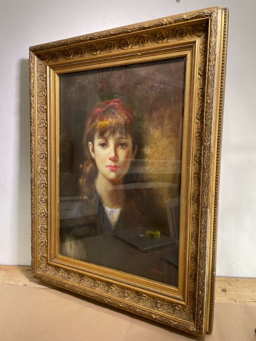 ANTIQUE PORTRAIT OF A YOUNG WOMAN C 1900 SIGNED NILSSON - ADDITIONAL PHOTO 2