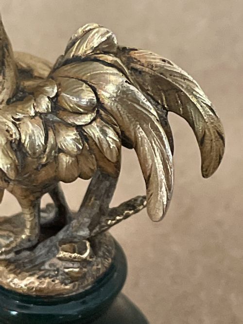 19TH C FRENCH SILVER GILT NOVELTY DESK SEAL IN THE FORM OF A COCKEREL BONNE CHANCE - ADDITIONAL PHOTO 5