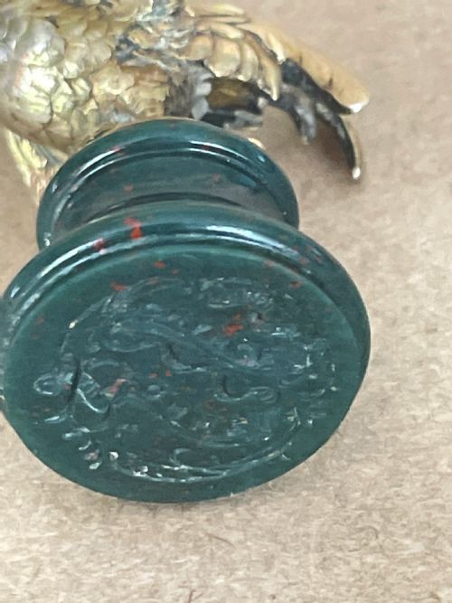 19TH C FRENCH SILVER GILT NOVELTY DESK SEAL IN THE FORM OF A COCKEREL BONNE CHANCE - ADDITIONAL PHOTO 8