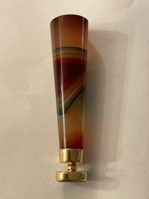antique gold banded agate desk seal - CATEGORY: ANTIQUE MISCELLANEOUS - DATED 19TH CENTURY