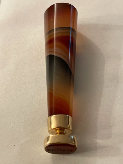 ANTIQUE GOLD BANDED AGATE DESK SEAL - ADDITIONAL PHOTO 4