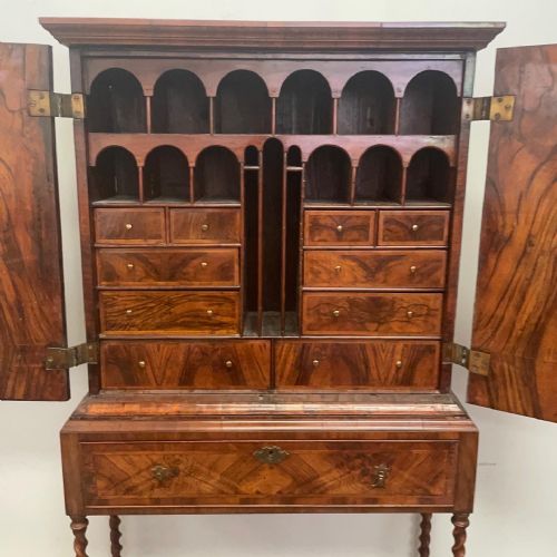 early 18th c walnut cabinet on stand - CATEGORY: ANTIQUE CUPBOARDS - DATED 18TH CENTURY