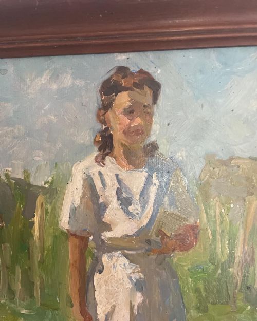 1940S FRAMED OIL ON BOARD OF A LADY GENADY KOROLEV 19131995 - ADDITIONAL PHOTO 5
