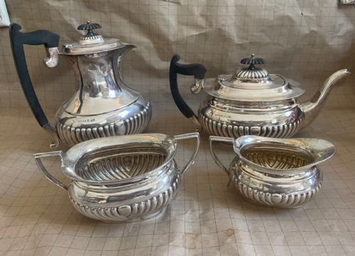 edwardian sterling silver 4 piece tea set sheffield 1910 - CATEGORY: ANTIQUE SILVER - DATED 1910