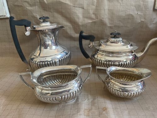 EDWARDIAN STERLING SILVER 4 PIECE TEA SET SHEFFIELD 1910 - ADDITIONAL PHOTO 2