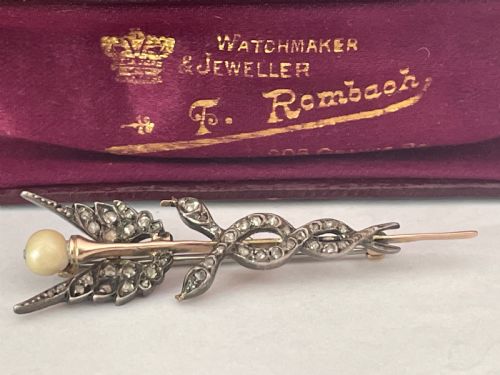 LATE VICTORIAN DIAMOND GOLD CADUCEUS BROOCH - ADDITIONAL PHOTO 3