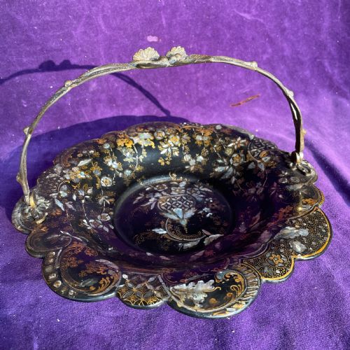 superb jennens bettridge papier mache basket - CATEGORY: ANTIQUE MISCELLANEOUS - DATED VICTORIAN