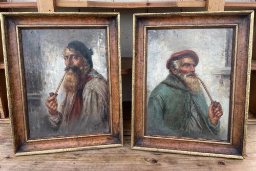 pair of antique oil paintings by raffaelle frigerio 18751948 - CATEGORY: ANTIQUE ART - DATED 1920