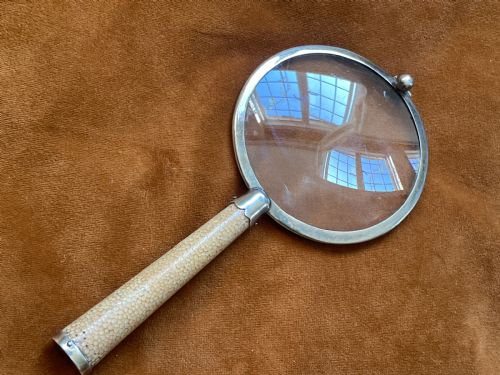 ASPREY ART DECO STERLING SILVER SHAGREEN MAGNIFYING GLASS - ADDITIONAL PHOTO 3