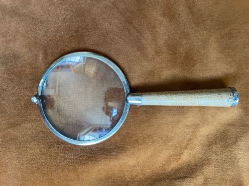 asprey art deco sterling silver shagreen magnifying glass - CATEGORY: ANTIQUE SILVER - DATED 1930