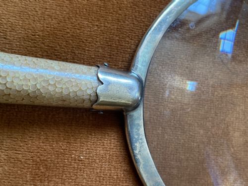 ASPREY ART DECO STERLING SILVER SHAGREEN MAGNIFYING GLASS - ADDITIONAL PHOTO 4