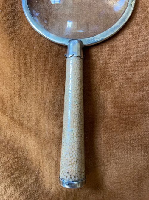 ASPREY ART DECO STERLING SILVER SHAGREEN MAGNIFYING GLASS - ADDITIONAL PHOTO 1