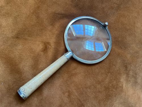 ASPREY ART DECO STERLING SILVER SHAGREEN MAGNIFYING GLASS - ADDITIONAL PHOTO 2