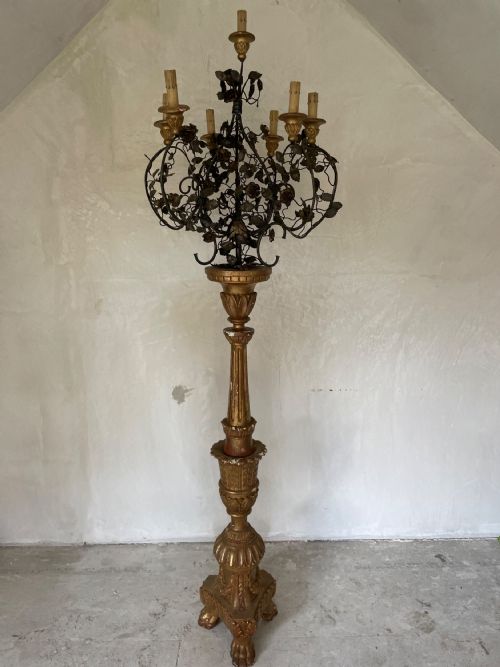 EXTREMELY TALL ITALIAN GILTWOOD CANDLABRA C1880 - ADDITIONAL PHOTO 1