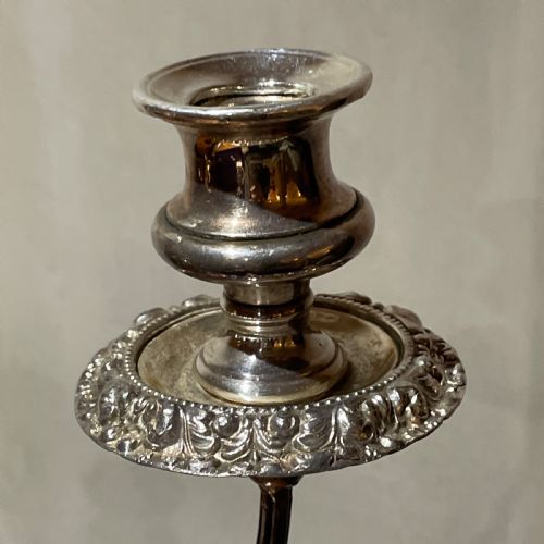A FINE LARGE REGENCY THREE LIGHT OLD SHEFFIELD PLATE CANDELABRA - ADDITIONAL PHOTO 4