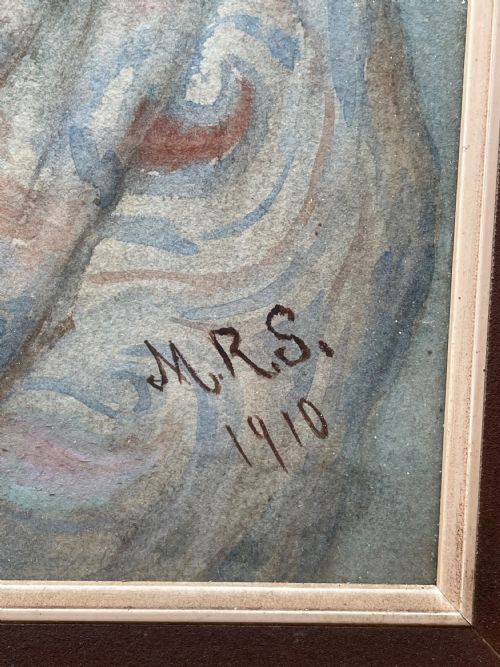ITALIAN PORTRAIT OF YOUNG WOMAN WATERCOLOUR ON PAPER SIGNED MRS 1910 - ADDITIONAL PHOTO 4