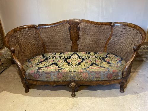 A SUPERB 1920S BURR WALNUT BERGERE SOFA - ADDITIONAL PHOTO 2