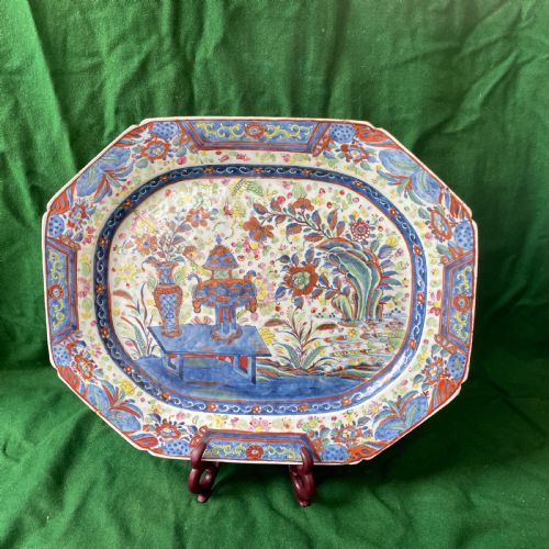 LARGE 18THC CHINESE EXPORT POLYCHROME PLATTER - ADDITIONAL PHOTO 1