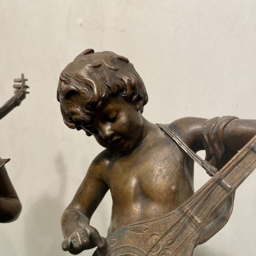 A PAIR OF FRENCH ANTIQUE BRONZE FIGURES OF MUSICIANS BY AUUSTE MOREAU - ADDITIONAL PHOTO 7
