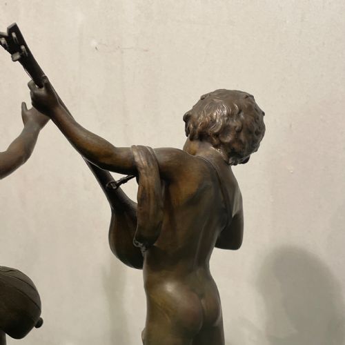 A PAIR OF FRENCH ANTIQUE BRONZE FIGURES OF MUSICIANS BY AUUSTE MOREAU - ADDITIONAL PHOTO 11