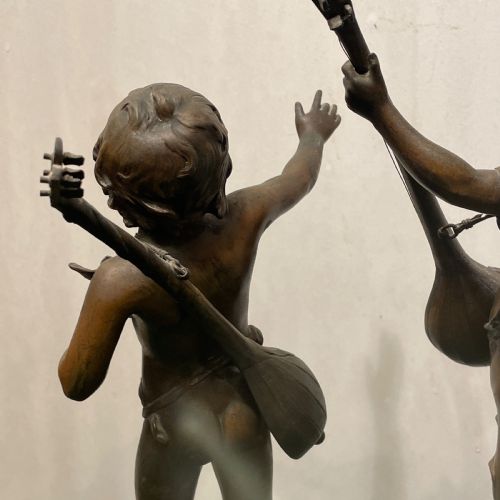 A PAIR OF FRENCH ANTIQUE BRONZE FIGURES OF MUSICIANS BY AUUSTE MOREAU - ADDITIONAL PHOTO 12