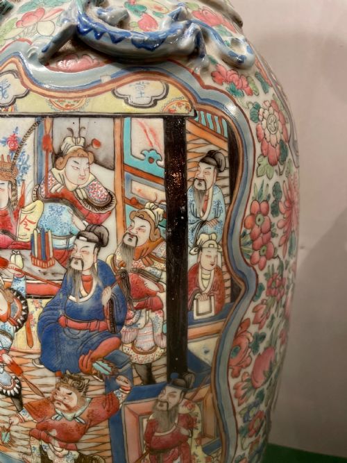 A LARGE IMPRESSIVE PAIR OF CHINESE FAMILLE ROSE VASES - ADDITIONAL PHOTO 14