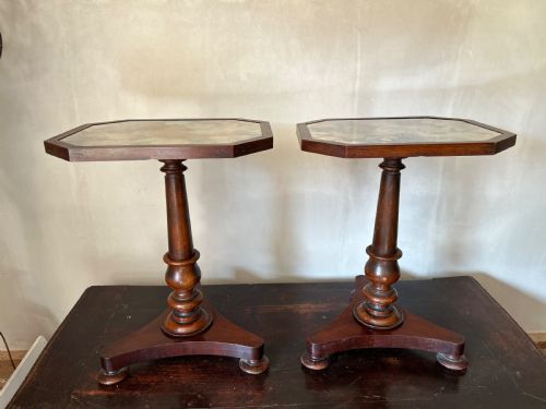 PAIR OF EARLY VICTORIAN SIDE TABLES WITH PAINTED TOPS - ADDITIONAL PHOTO 1