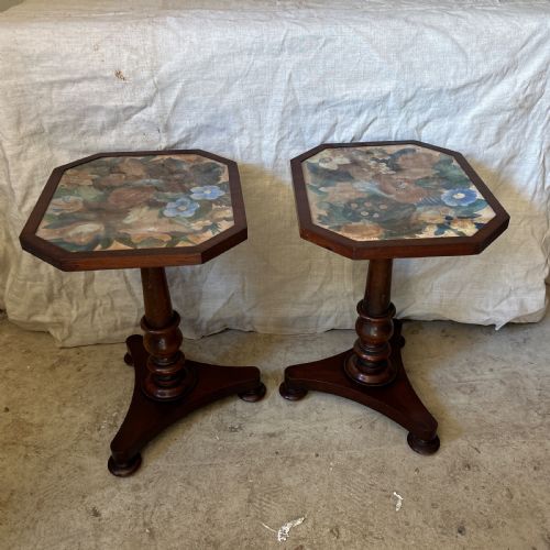 PAIR OF EARLY VICTORIAN SIDE TABLES WITH PAINTED TOPS - ADDITIONAL PHOTO 2