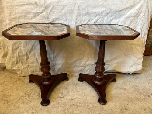 PAIR OF EARLY VICTORIAN SIDE TABLES WITH PAINTED TOPS - ADDITIONAL PHOTO 6
