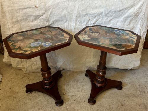PAIR OF EARLY VICTORIAN SIDE TABLES WITH PAINTED TOPS - ADDITIONAL PHOTO 9