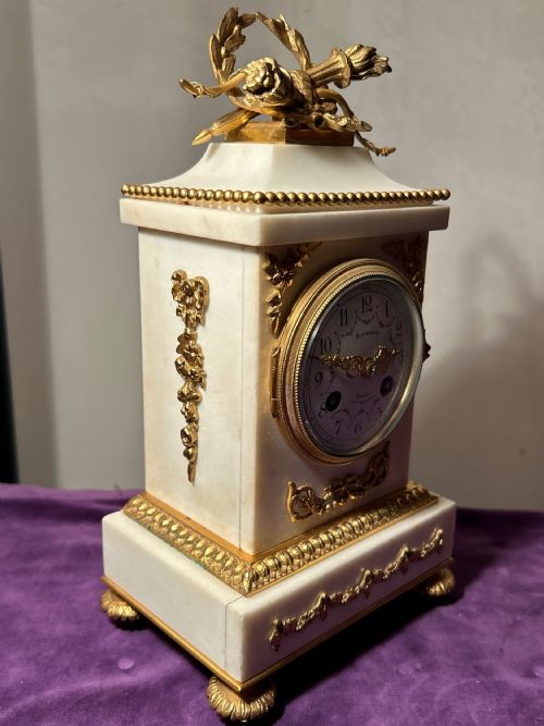 FRENCH WHITE MARBLE CLOCK SET BY RICHOND PARIS C 1870 - ADDITIONAL PHOTO 11