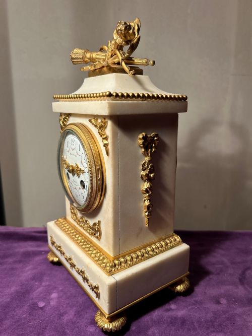 FRENCH WHITE MARBLE CLOCK SET BY RICHOND PARIS C 1870 - ADDITIONAL PHOTO 13