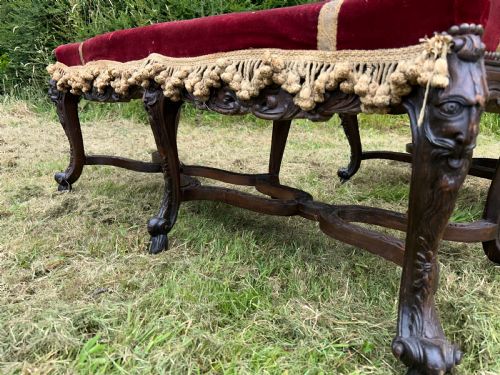 PAIR OF LOUIS XIV STYLE CARVED WALNUT STOOLS 19TH C - ADDITIONAL PHOTO 2