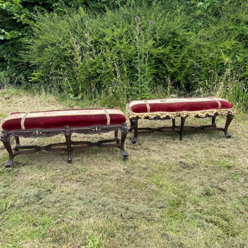 PAIR OF LOUIS XIV STYLE CARVED WALNUT STOOLS 19TH C - ADDITIONAL PHOTO 11
