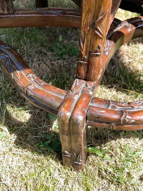 A GOOD QUALITY 19THC CHINESE HONGMU PINK MARBLE TABLE ON STAND - ADDITIONAL PHOTO 5