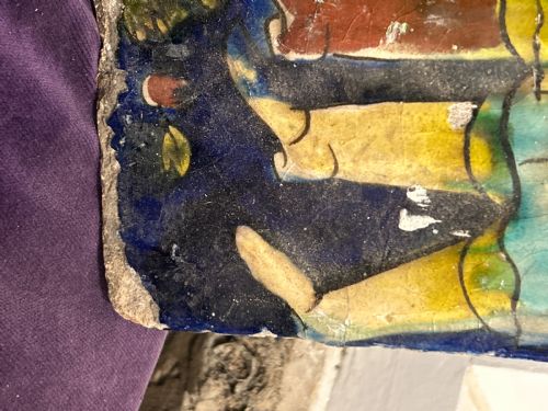 PAIR OF 19TH C PERSIAN EARTEHWARE POLYCHROME GLAZED FRIEZE TILES - ADDITIONAL PHOTO 3