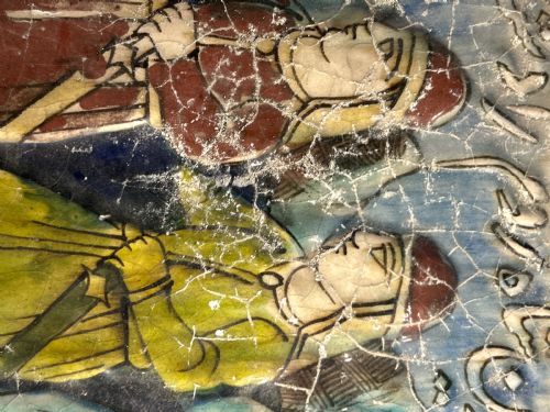 PAIR OF 19TH C PERSIAN EARTEHWARE POLYCHROME GLAZED FRIEZE TILES - ADDITIONAL PHOTO 6