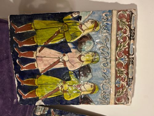 PAIR OF 19TH C PERSIAN EARTEHWARE POLYCHROME GLAZED FRIEZE TILES - ADDITIONAL PHOTO 8