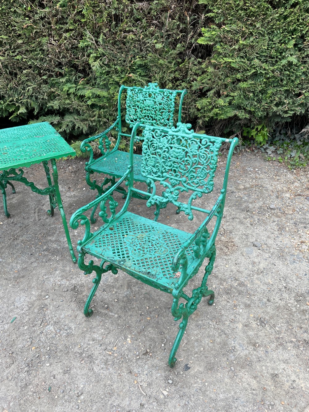 Early 20th c set of Garden Table& Chairs View III