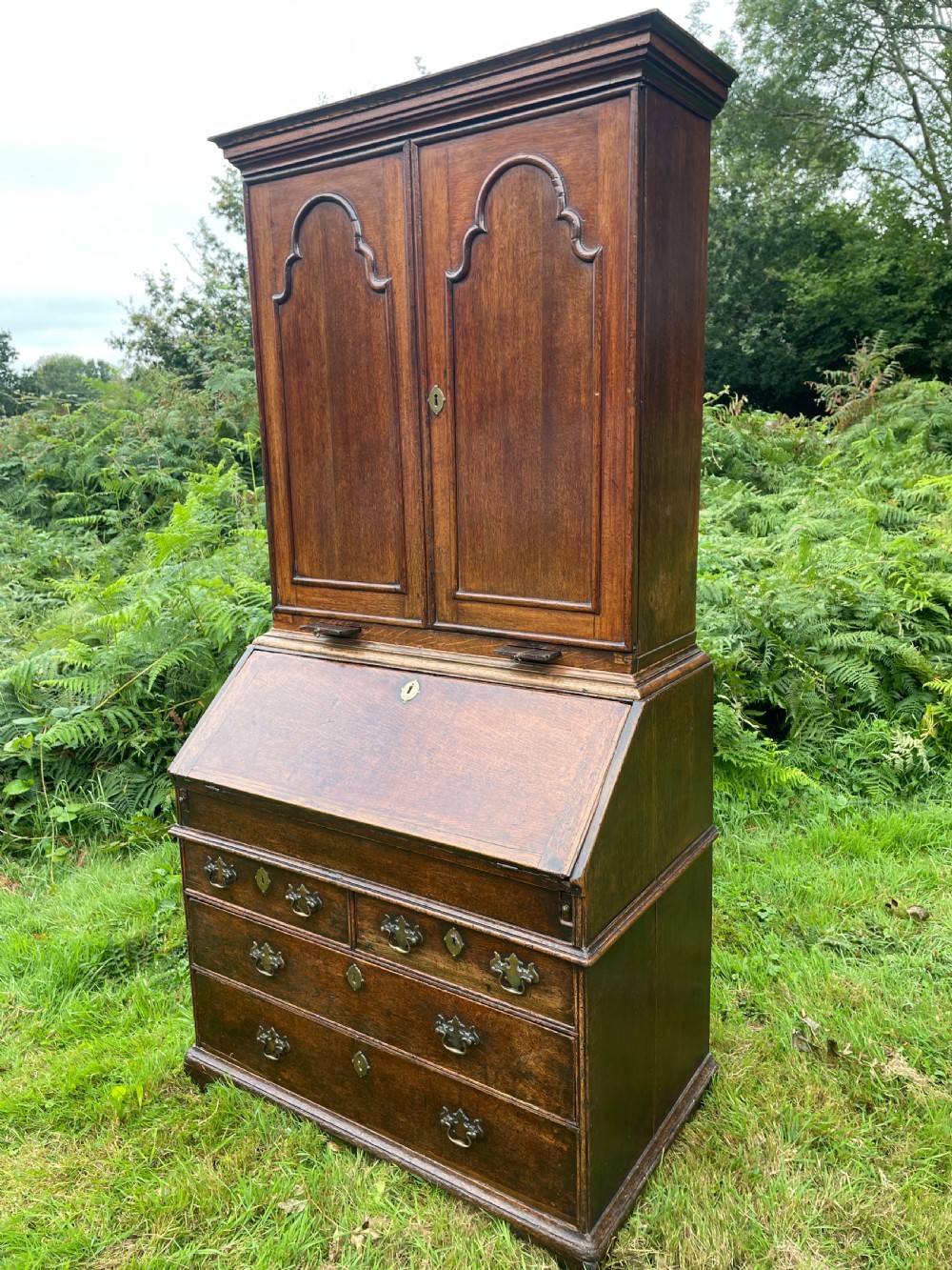 Charming George II Oak Bureau Cabinet View V
